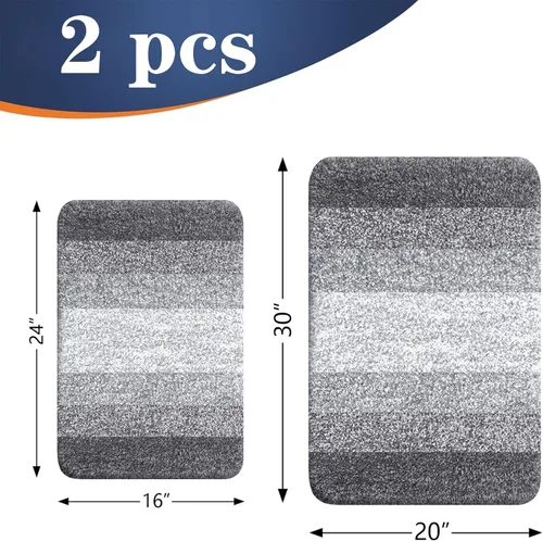 Miniatura 2 de OLANLY Juego de 2 alfombras de baño de microfibra suave y absorbente, antideslizantes, se pueden lavar y secar a máquina, alfombras de baño peludas