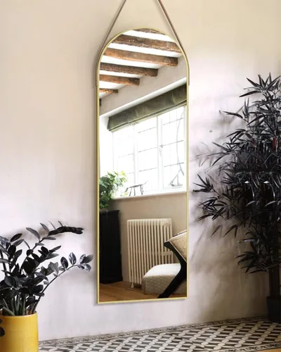 Miniatura 8 de OGCAU Espejo arqueado de longitud completa de 16 x 48 pulgadas para pared, espejo colgante con parte superior arqueada de cuerpo completo o montado
