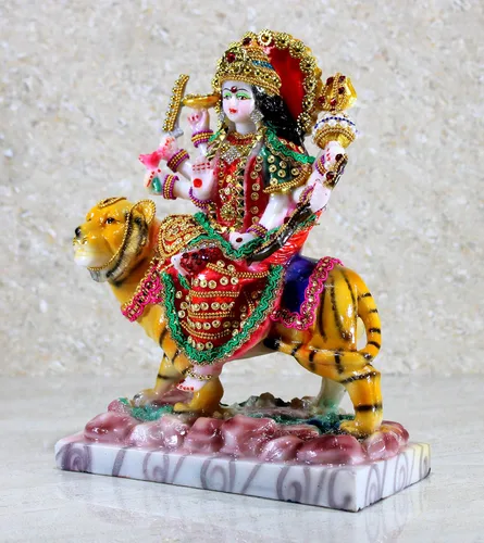 Miniatura 5 de Esplanade Maa Durga MATA Rani Murti - Estatua de ídolo para mandir del hogar, resina, 10 pulgadas, multicolor