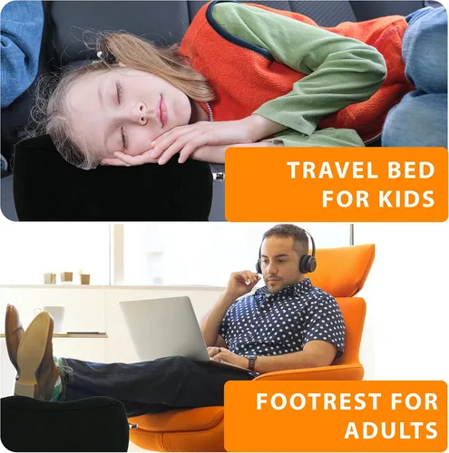 Miniatura 2 de Almohada inflable de viaje, altura ajustable, reposapiés de avión para viajes en avión/coche/tren/hogar/oficina-cama de avión para niños pequeños