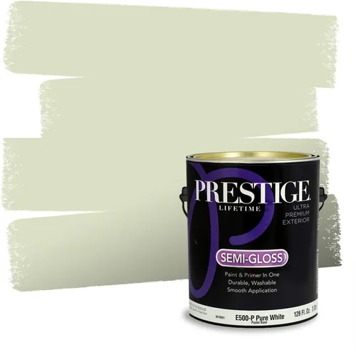 Miniatura 131 de Prestige Paints - Pintura exterior e imprimación en uno, 1 galón, plano, compatibilidad comparable con el color menta «Whipped Mint» de Behr