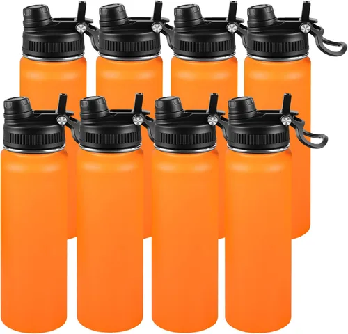 Miniatura 13 de Botella de agua aislada de 22 onzas, tapa 2 en 1 a prueba de fugas (sorbo/pajilla) + asa, botella de acero inoxidable para deportes, viajes, trabajo