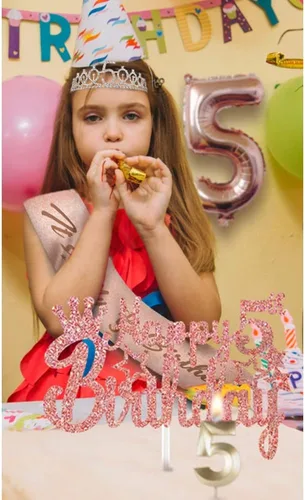 Miniatura 3 de Dulces 5 decoraciones para ella – 5 piezas de regalos incluyendo corona de 5ª tiara, banda, decoración de pasteles, globos, velas – regalos