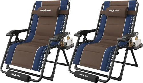 Miniatura 12 de Amopatio XL Padded Zero Gravity Chairs Foldable Zero Gravity Lounge Chair Outdoor Portable Reclining Chair with Removable Cup