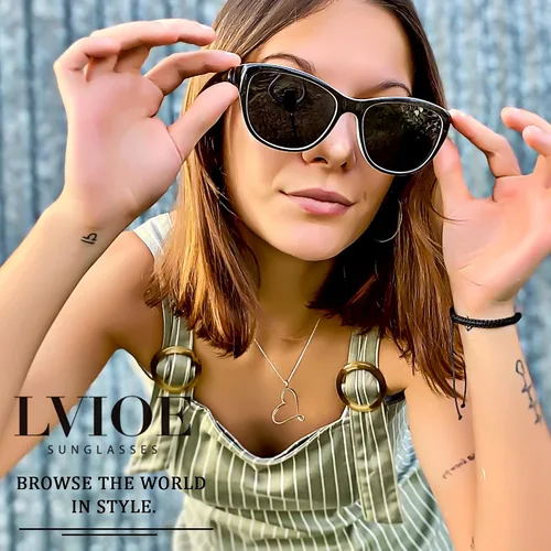 Miniatura 3 de LVIOE Gafas de sol polarizadas para mujer gafas de sol clásicas de moda antirreflejos 100 protección UV