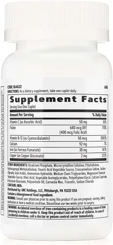 Miniatura 2 de GNC Multivitamínico completo de hierro para mujer, mejora la capacidad de absorber hierro, 60 cápsulas