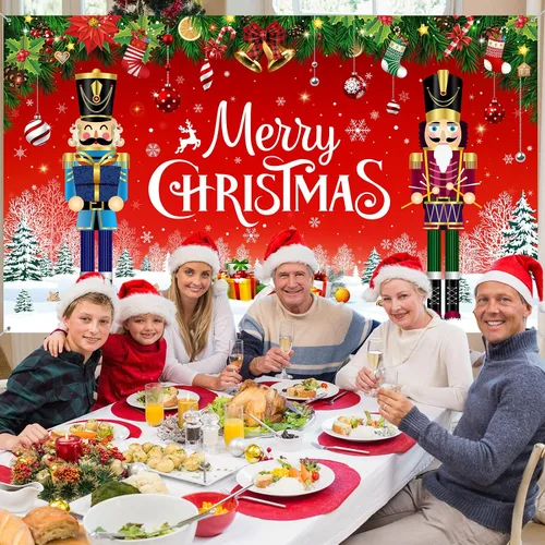 Miniatura 6 de Irenare - Telón de fondo de Navidad, banderines de Feliz Navidad, decoración para fiesta, fondo para fotografía de Navidad, accesorios para fotos