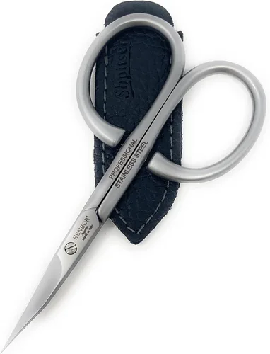 Miniatura 2 de Tijeras profesionales para uñas y cutículas, herramientas de manicura de acero inoxidable de lujo en estuche de cuero genuino fabricado en Italia