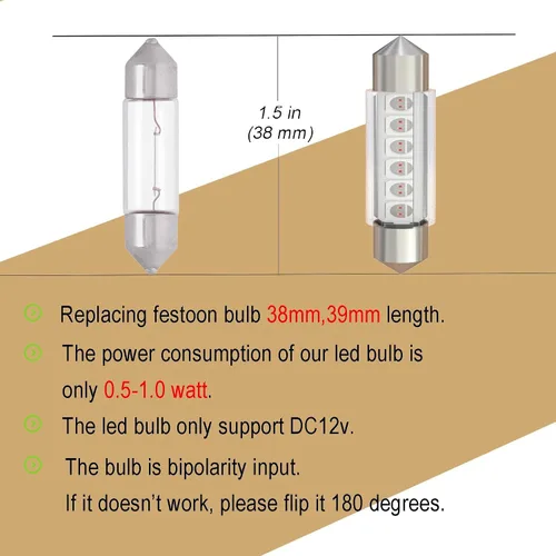 Miniatura 4 de Bombilla LED Festoon C5W de 38mm 39mm DE3425 DE3423 Bombillas LED Ámbar Amarillo Festoon 6418 6411 6423 Bombilla LED DC 12V para Luces Interiores