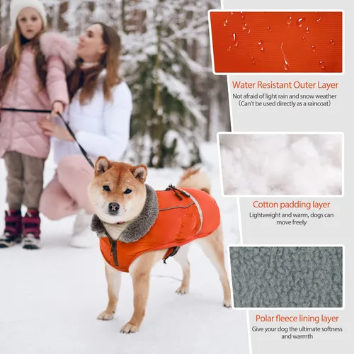 Miniatura 5 de QBLEEV Abrigo cálido para perro, chaqueta reflectante para perro, abrigo de invierno impermeable para perro, cuello alto, ropa de perro para clima