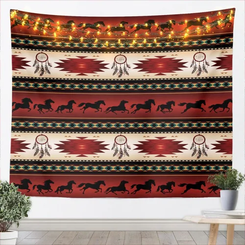 Miniatura 21 de Tapiz de vaca de las tierras altas, tapices aztecas nativos del suroeste, animales de granja, arte exótico nórdico, atrapasueños, arte de pared