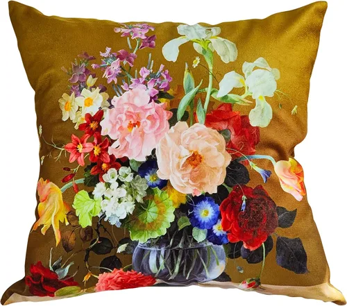 Miniatura 50 de Funda de cojín floral ligera de lujo, 18 x 18 pulgadas, pintura al óleo retro victoriana de doble cara, fondo negro, flor vibrante, funda de cojín