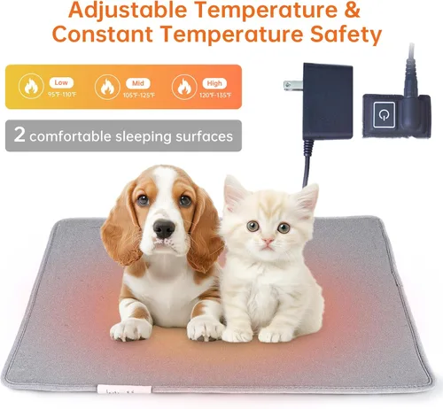 Miniatura 2 de Almohadilla térmica para gatos en interiores, almohadilla térmica ajustable para gatitos recién nacidos con voltaje seguro de 12 V CC y lavable a
