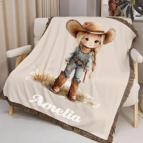 Miniatura 4 de Manta con nombre de vaquera occidental para bebé, manta personalizada para bebé, decoración de guardería, manta con nombre personalizado para niños