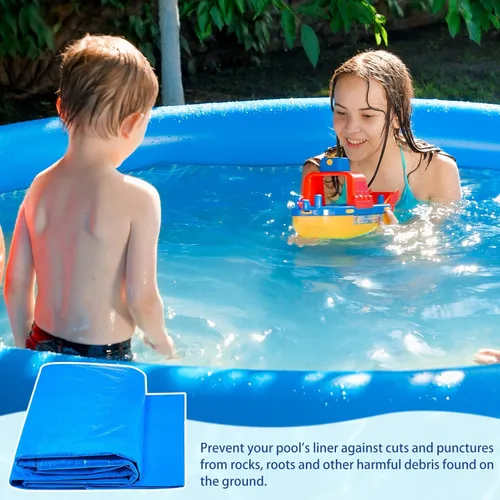 Miniatura 5 de Boao Almohadilla de revestimiento de piscina de 12 pies para piscinas sobre el suelo, lona para proteger la piscina inflable, tela debajo del suelo
