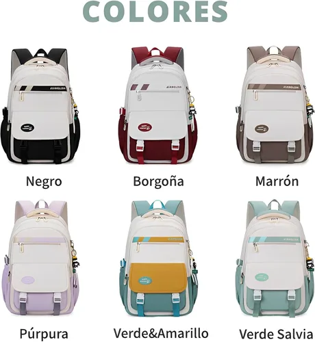 Miniatura 7 de Mochila Kawaii con bonitos accesorios, protección para la columna vertebral, antiladrón, bonita bolsa de libro estética, Verde (Mint Green), Kawaii