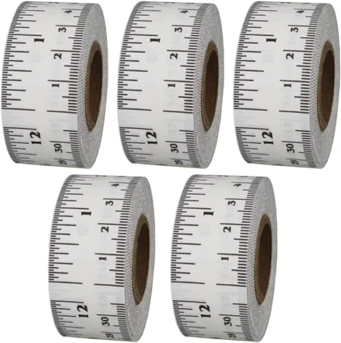 Miniatura 6 de ChromaLabel Cinta métrica adhesiva de 12 pulgadas, cinta métrica plana para carpintería, oficina y regla escolar, cinta métrica blanca Blanco