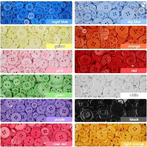 Miniatura 8 de 1500 piezas de botones arcoíris, botón surtido para manualidades con 12 colores y 9 tamaños, botones a granel para ropa, adecuados para manualidades