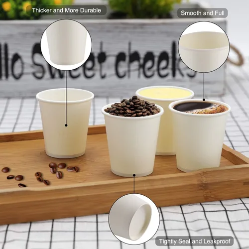 Miniatura 2 de 【Paquete de 100 vasos de papel de 3 onzas】 vasos de papel de abeto para frío y calor, tazas de enjuague bucal, tazas de papel de baño de 3 onzas