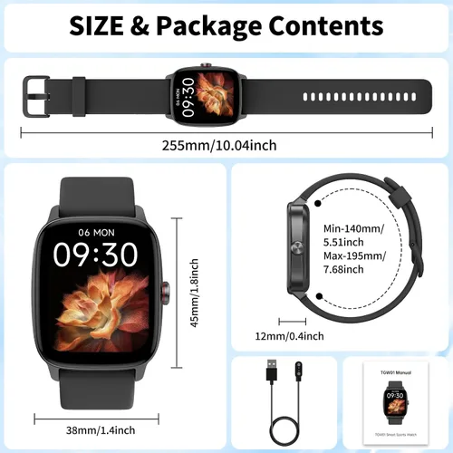 Miniatura 9 de Reloj inteligente para hombres y mujeres con llamadas Bluetooth, rastreador de fitness con pantalla táctil de 1.85 pulgadas, monitor de frecuencia