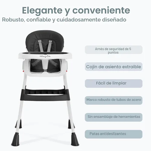 Miniatura 4 de Dream On Me TableTalk - Silla alta 2 en 1 para bebé y niño pequeño, silla alta convertible para silla junior, asiento acolchado extraíble, bandejas