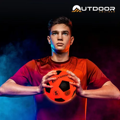 Miniatura 7 de Balón de fútbol con luz para Outdoor Cruiser - Construcción de goma impermeable, brilla en la oscuridad, brilla hasta 30 horas con activación