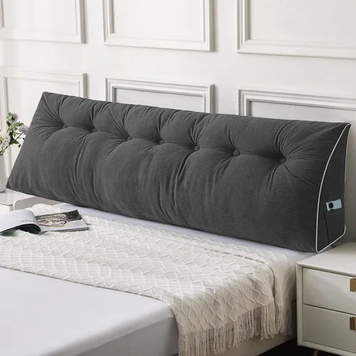 Miniatura 31 de Sasttie - Almohada de cabecero completa, almohada de cuña para cabecero para sentarse en la cama, cojín triangular de apoyo para la espalda