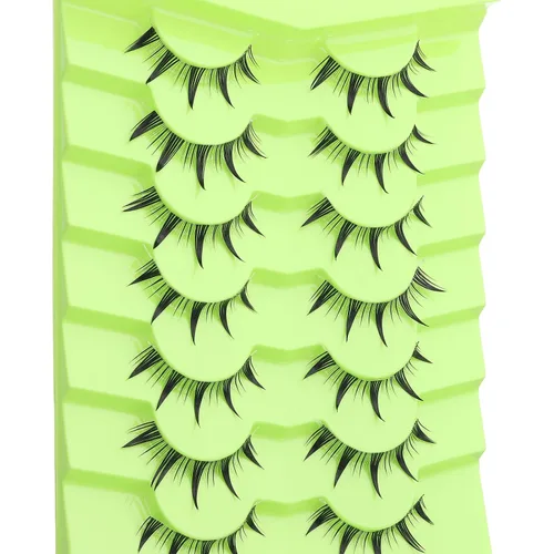 Miniatura 6 de 7 pares de pestañas manga de aspecto natural, pestañas postizas onduladas y puntiagudas de estilo anime, pestañas postizas de cosplay