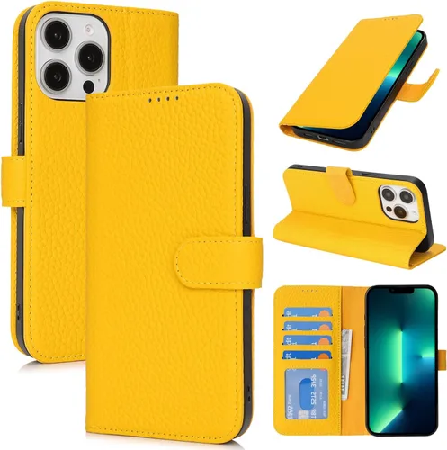 Miniatura 90 de Zouzt Funda para iPhone 11 de 6.1 pulgadas de piel auténtica con 4 ranuras para tarjetas, tarjetero con bloqueo RFID, tapa magnética, función atril