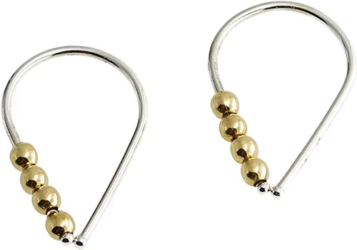 Miniatura 13 de 13mm de plata de ley 20 GA Aretes de aro invertidos colgantes de lágrima hipoalergénicos ligeros con hilo para mujer