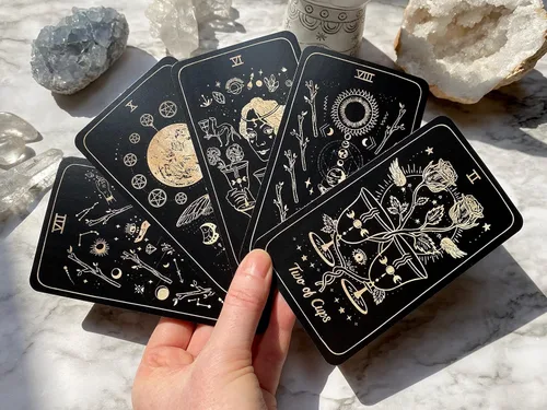 Miniatura 8 de Shores Of Moon Luna Somnia Tarot Baraja con guía y caja – 78 cartas completa cubierta completa sueños estrellados astrología celestial herramienta