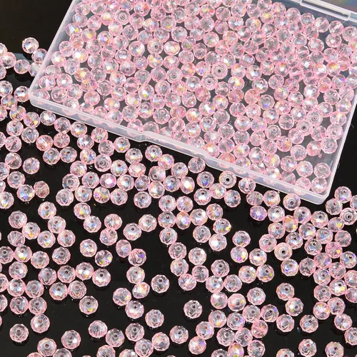 Miniatura 22 de 800 cuentas redondas de cristal de 0.236/0.396/0.394 pulgadas para joyas de bricolaje, ideales para pulseras, collares, colgantes y proyectos