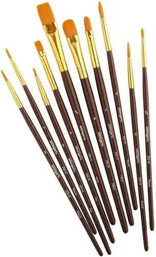 Miniatura 4 de KINGART 10 pinceles de pintura, juego de pinceles de pintura acrílica, pinceles de acuarela, pinceles acrílicos para acuarela al óleo, detalles