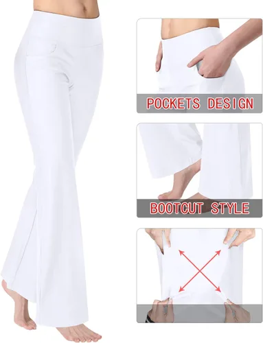 Miniatura 5 de Zeronic Pantalones de yoga con corte de bota para mujer con bolsillos, cintura alta, pantalones de entrenamiento para correr, control de abdomen