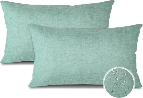 Miniatura 27 de OTOSTAR Paquete de 2 fundas de almohada impermeables para interiores y exteriores de 18 x 18 pulgadas, fundas de almohada decorativas para jardín