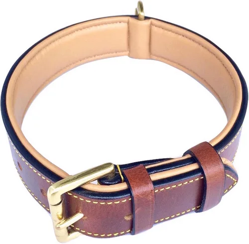 Miniatura 13 de Collares suaves al tacto, de cuero acolchado, collares de lujo para perro, L, Negro