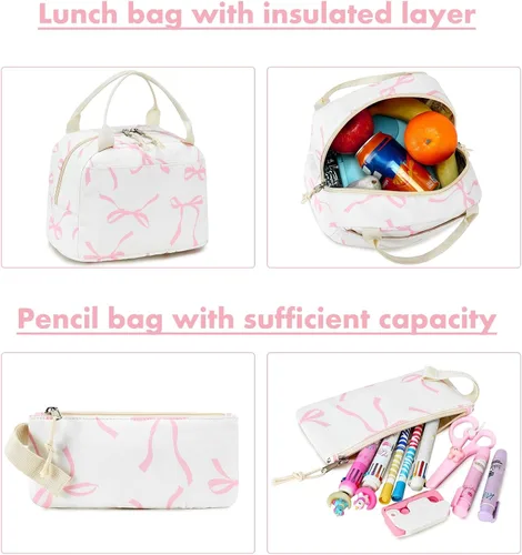Miniatura 45 de Bluboon Juego de mochila para adolescentes, mochila escolar para niñas, lonchera y lápices, bolsas para estudiantes, 3 en 1, rosa-3 juegos, Escuela