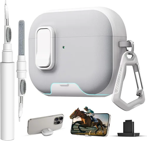 Miniatura 13 de Funda para AirPods Pro 3 con cerradura, textura de piel TPU duradera, antipérdida y a prueba de golpes, accesorios con kit de limpieza en llavero