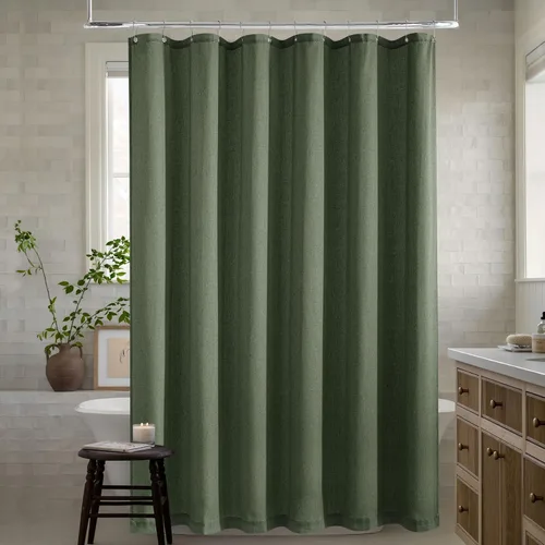 Miniatura 10 de Cortina de ducha de lino de avena 36x72 para cabina de ducha, cortinas neutras grisáceas beige de lino para baño, decoración bohemia de baño