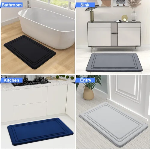Miniatura 8 de Grandaily Alfombra de baño de espuma viscoelástica de 24 x 16 pulgadas, ultrasuave, antideslizante y absorbente, lavable a máquina, cómoda alfombra