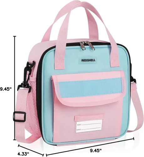 Miniatura 7 de REDSHELL Lonchera táctica para niños, bolsa de almuerzo aislada grande para niñas, lonchera cuadrada para niños, lonchera cuadrada para niños, Rosa