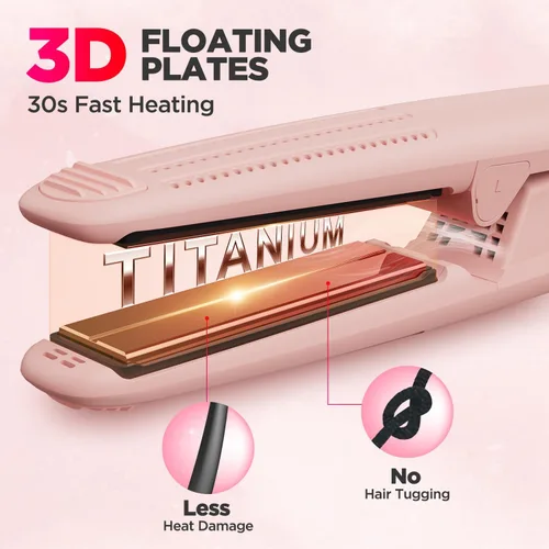 Miniatura 6 de MiroPure Plancha rizadora de flujo de aire de 360°, plancha plana de titanio 2 en 1, varita de curado profesional con aroma iónico aire frío, 13