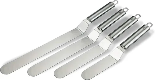 NewlineNY Professional Baker's All - Juego de 4 espátulas de acero inoxidable – 6, 8, 10 y 12 pulgadas, cuchillas de desplazamiento para una mejor