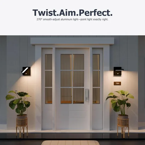 Miniatura 2 de Lustrlach Lámpara LED de pared con sensor de movimiento para exteriores, montaje en pared exterior con cabezal de lámpara ajustable para casa