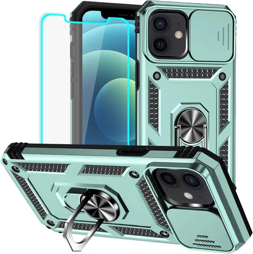 Miniatura 8 de HNHYGETE Funda para iPhone 12 / iPhone 12 Pro con protector de pantalla: [grado militar de 20 pies probada en caídas] anillo a prueba de golpes