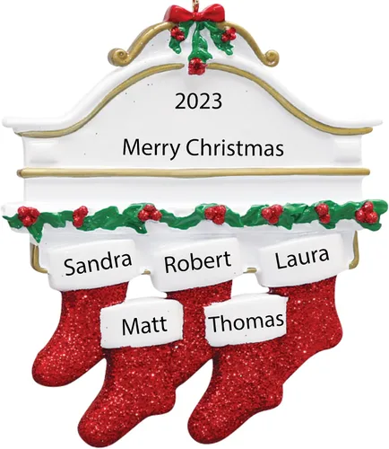 Miniatura 10 de Adornos de Navidad familiares personalizados 2025 – Adorno personalizado para familia de 6, recuerdo de seis nietos o nietos, adorno de chimenea