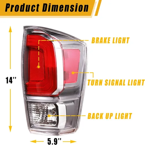 Miniatura 2 de Boine Compatible con Toyota Tacoma Pickup 2020 2021 2022 2023 Lado Derecho del Pasajero Estilo de Fábrica Carcasa de Luz Trasera