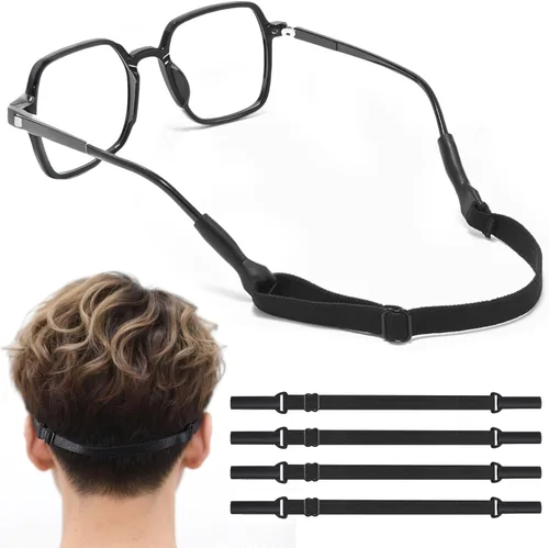 Paquete de 4 correas ajustables para lentes (8.5-12.5 pulgadas), correas de vidrio para anteojos y lentes de sol, correa antideslizante para gafas