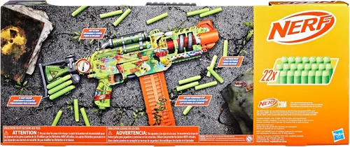 Miniatura 12 de Nerf Zombie Corrupter Dart Blaster, 22 dardos Nerf Elite, 18 pinzas de dardos, almacenamiento de dardos, acción de pernos, juegos al aire libre, a