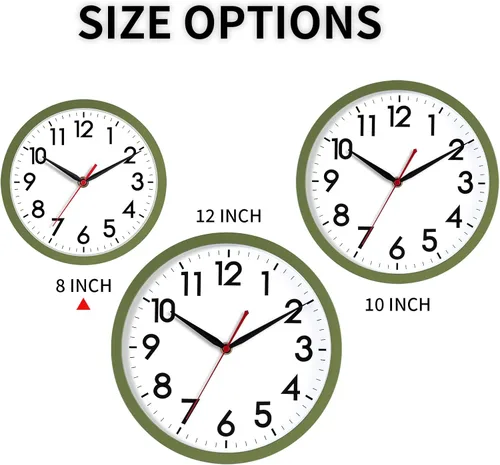 Miniatura 3 de AKCISOT Reloj de pared de 8 pulgadas, silencioso, sin tictac, relojes modernos a batería - analógico pequeño clásico para oficina, hogar, baño